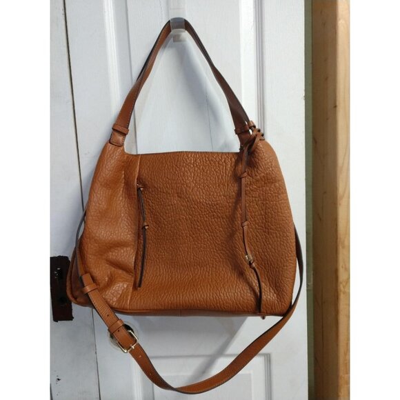 Large Brown Textured Leather Vince Camuto Shoulder & Crossbody Bag with Dust Bag